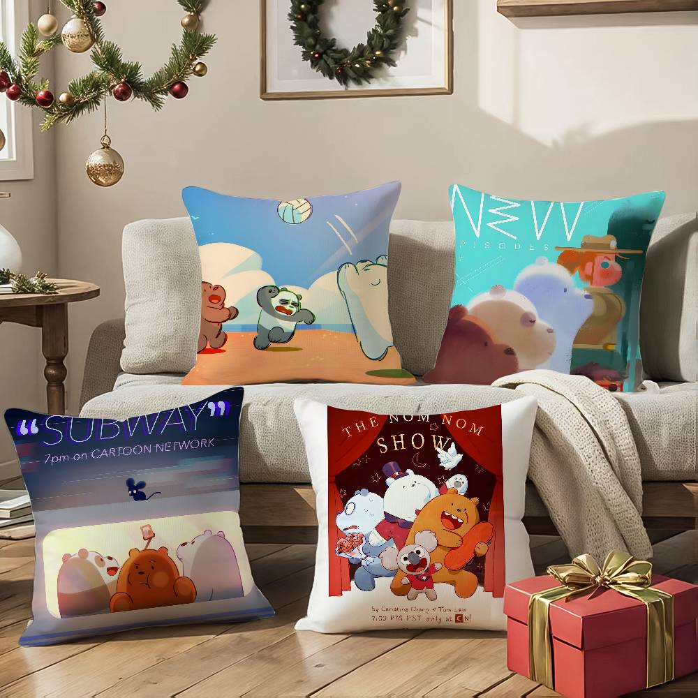 Милый мультяшный W-Мы обычные медведи-Детская наволочка Комфорт Диван-кровать Шелковистый элегантный Невидимая молния Декоративная наволочка