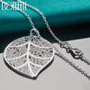 DOTEFFIL 925 Sterling Silver Large Leaf Pendant Necklace Wedding Fashion Jewelry