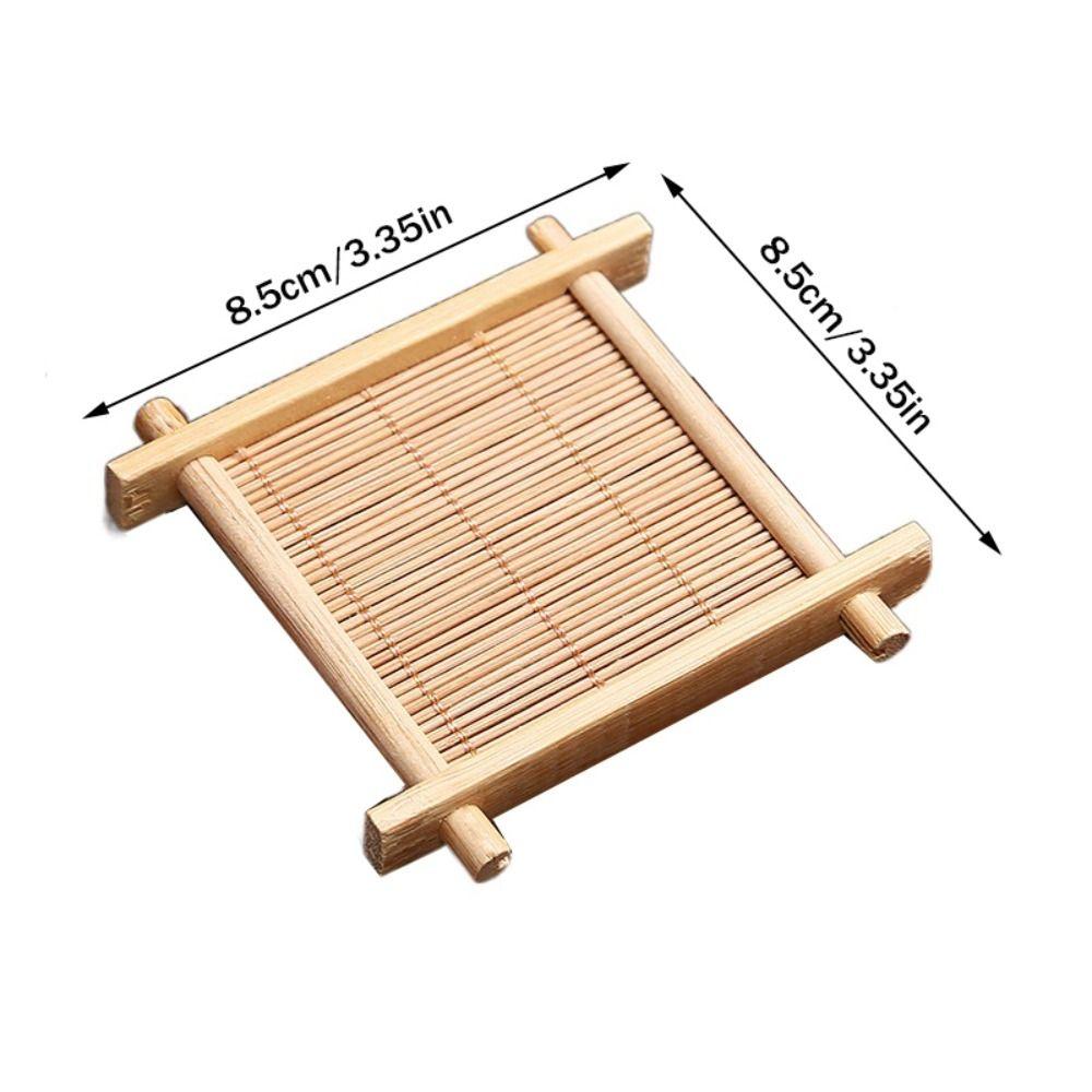 Square Bamboo Teacup Pad Retro Coffee Cup Mug Cup Tableware Heat Insulated Coasters Kitchen Restaurant Decorative Accessories