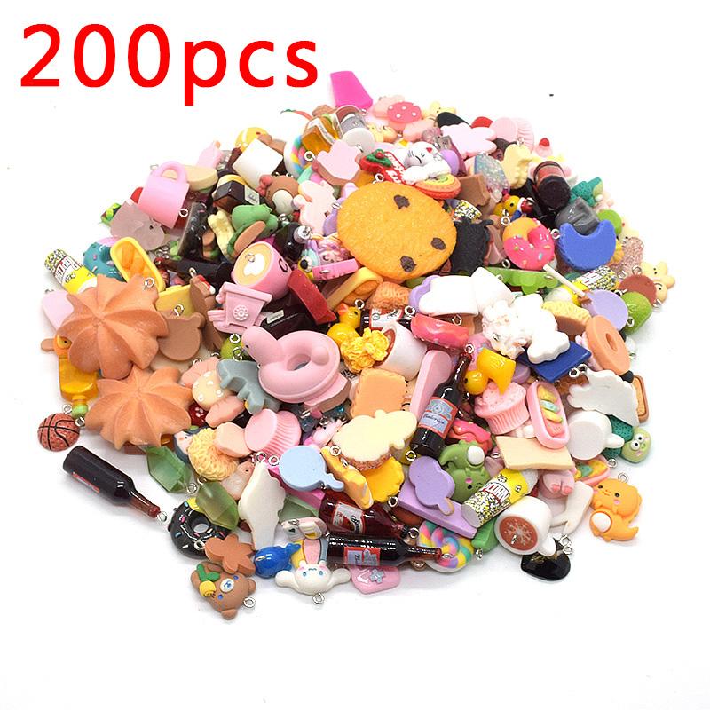 100/200/300pcs Random Mix Animal Food Resin Charms Bulk Wholesale Coffee Cup Bottle Charm For Earring Phone Chain Diy Jewelry