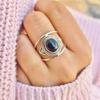 Wind Jewelry, Oval Fashion Simple Personalized Stone Ring, Western Style Retro Ring