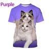2024 Новые футболки с изображением животных Ragdoll Cat 3D, унисекс, повседневные футболки с коротким рукавом и принтом забавного котенка