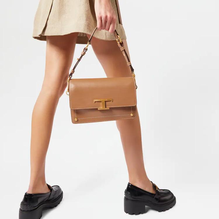 Tods Metal T-Shaped Large Logo Buckle Detachable Adjustable Shoulder Strap Smooth Cowhide Mini Crossbody Bag Unisex Crossbody Bag XBWTSIN0100ROR9998