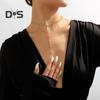 Women Necklace Rhinestone Decor Long Tassel Exquisite Stainless Choker Necklace Neck And Chest Decoration Jewelry
