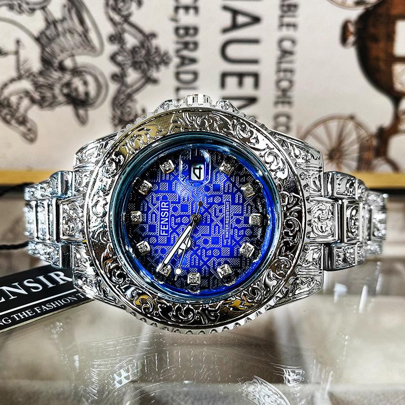 Часы Мужские Модные Ретро Роскошные Креативные Стальной Браслет Наручные Часы Аналоговые Часы Светящаяся Стрелка Календарь Мужские Кварцевые Наручные Часы Montre Homme