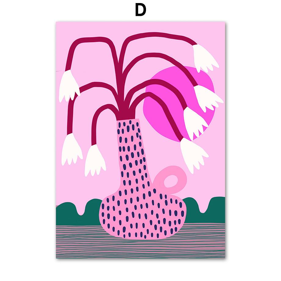 Красочная ваза для цветов в стиле бохо, абстрактное леопардовое настенное искусство, холст, живопись, плакаты на скандинавскую тему и принты, фотографии, декор для детской гостиной
