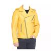 Handmade Lambskin Soft Stylish Men Jacket Yellow Genuine Lambskin Real Leather