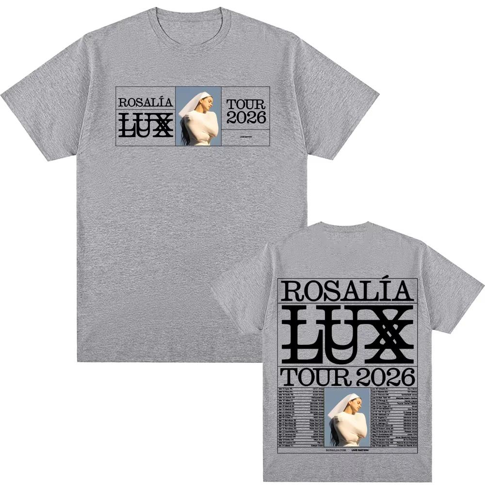 ROSALIA LUX тур Футболка 2026 ROSAIA Такая же, как на официальном сайте Высококачественная футболка Оверсайз Хлопок Харадзюку Круглый вырез ФУТБОЛКИ