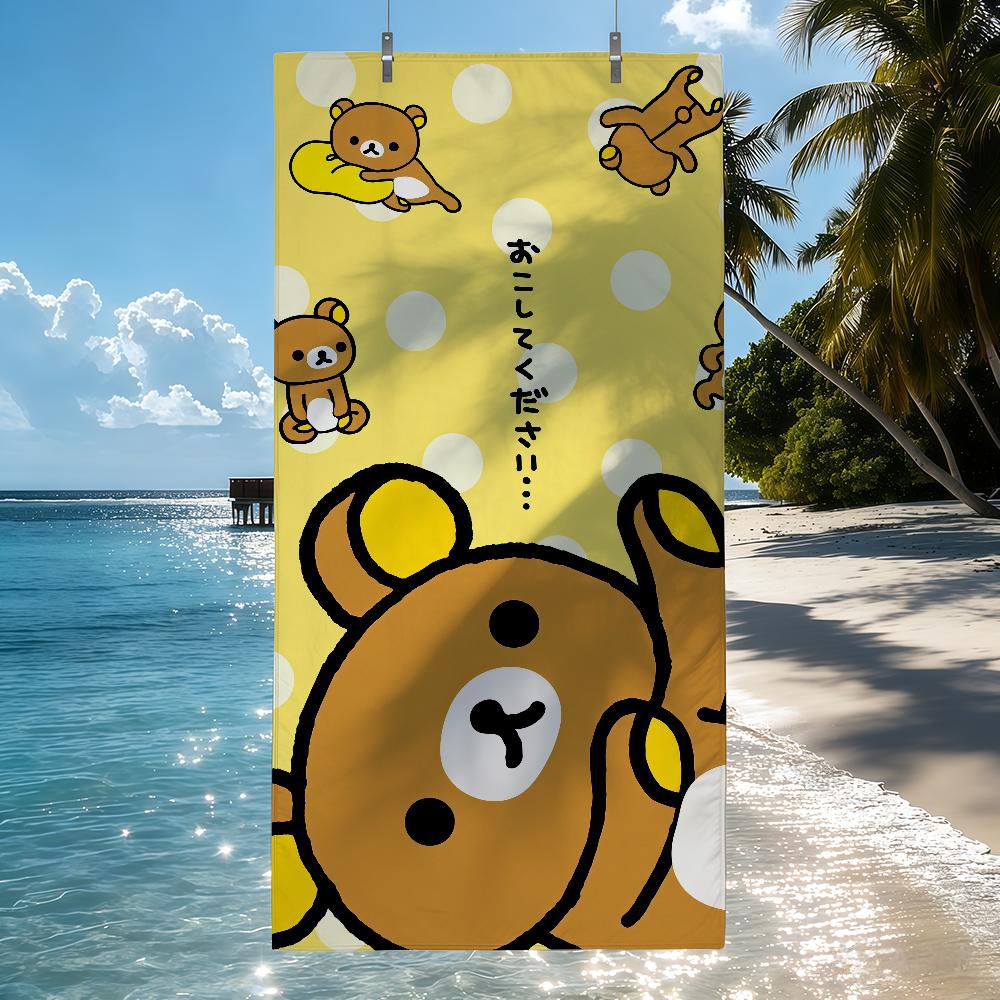 Милое Полотенце R-Rilakkuma Пляжное Полотенце Дорожное Легкое Приятное для Кожи Для Бассейна Пляжа Кемпинга Круиза Лето