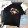 Women Plus Size Harajuku Black Tops Summer Fashion Shirt Graphic Tees Rainbow Lips Print Kawaii T-shirt Girls Clothes