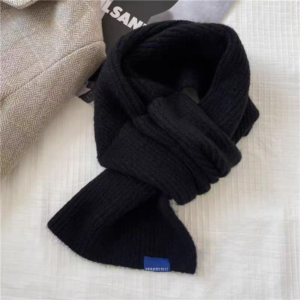 Solid Color Cross Scarf Thicken Short Neckerchief Neckerchief Wrap Knit Scarf Women