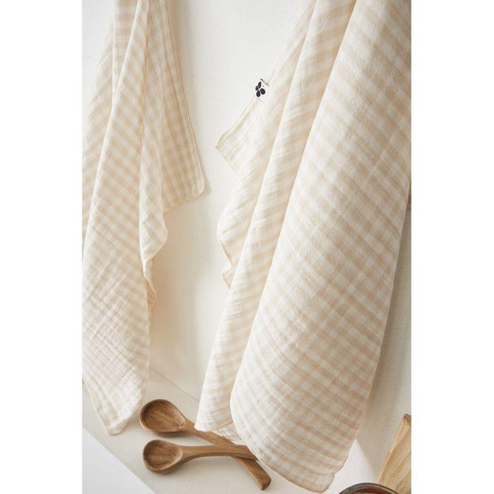 Lot de 2 essuie-mains "Vickie" 50 x 70 cm Tissé teint "Gaze de Coton" l'Effet Papillon