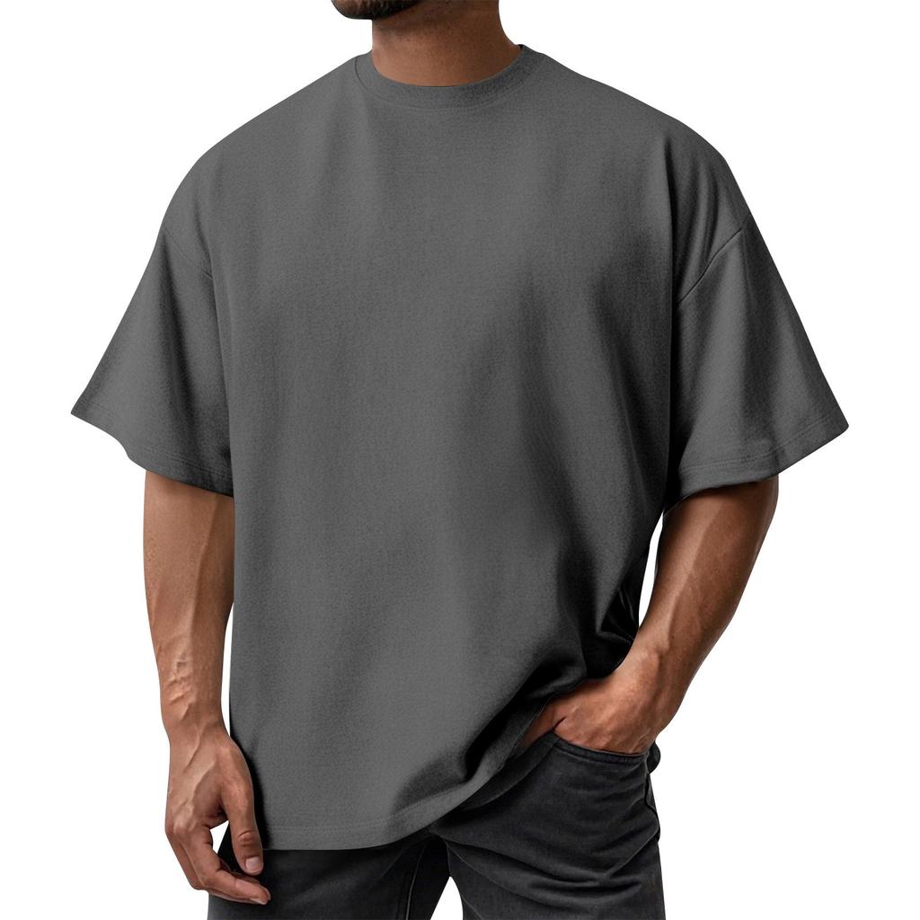 Мужская летняя однотонная футболка с круглым вырезом из хлопка с ледяным эффектом, спортивная повседневная свободная футболка с коротким рукавом и защитой от солнца