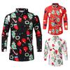 Men Casual Christmas Theme Button Up Shirt Top Blouse