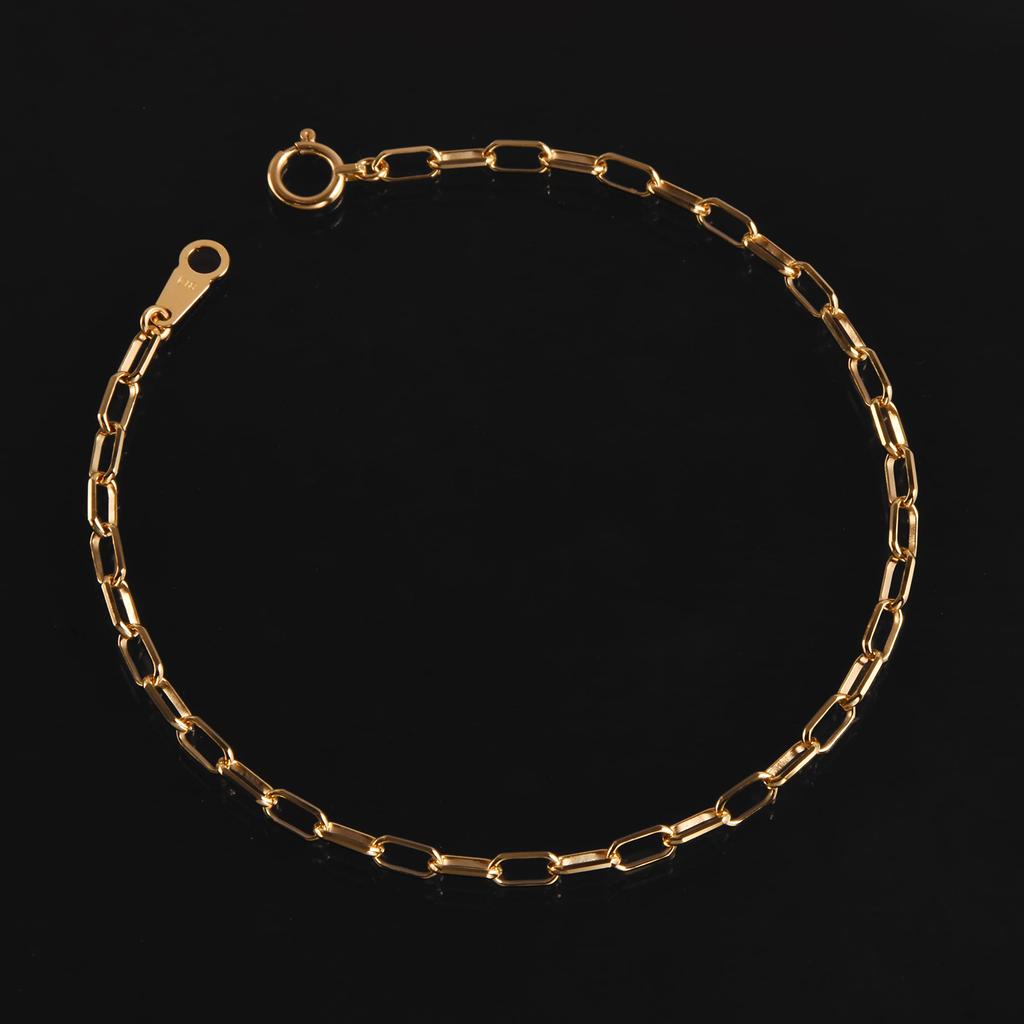 Браслет-цепочка из 18-каратного золота K18, ширина 16 см, выбираемый размер, кольцо для вытягивания, унисекс, цепочка [Speranza] 2,5 мм