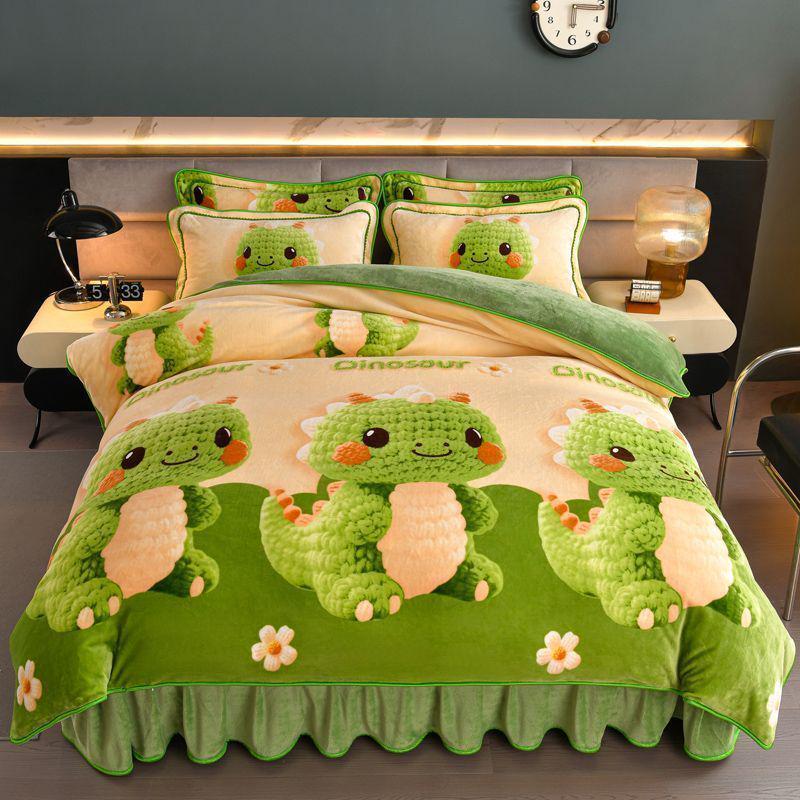G5Z9 Jin Double-Sided Thickened Velvet Four-Piece Bedding Set for Weddings