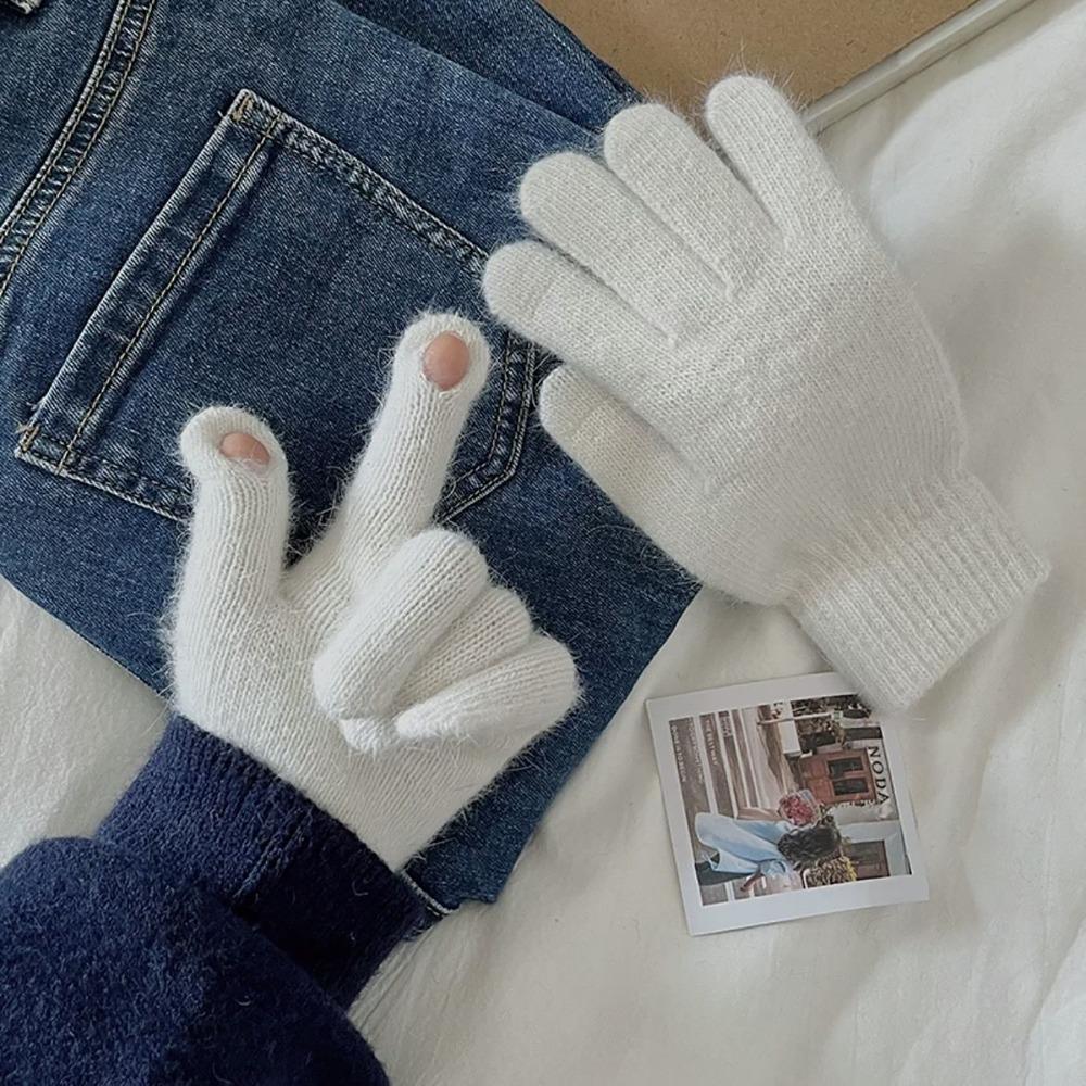 Вязаные перчатки конфетных цветов с сенсорными пальцами для женщин, девушек, девиц