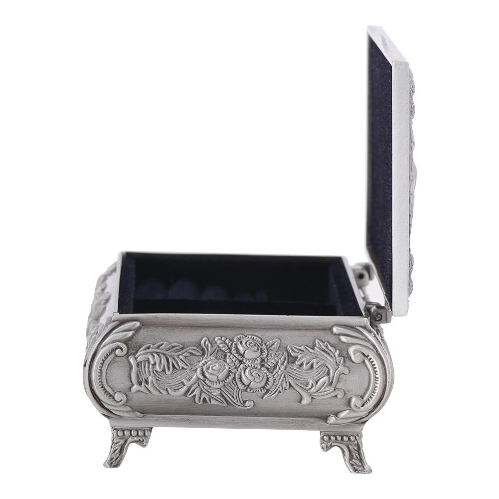 Vintage Flower Carved Zinc Alloy Jewelry Box Case Jewelry Decorative Box for Women Jewelry Storage Home Decor