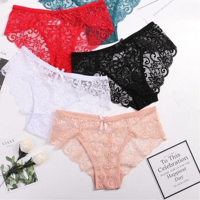 Womem Sexy Lace Panties Floral Hollow Soft Comfort Briefs Lingerie Underwear 3 Pieces