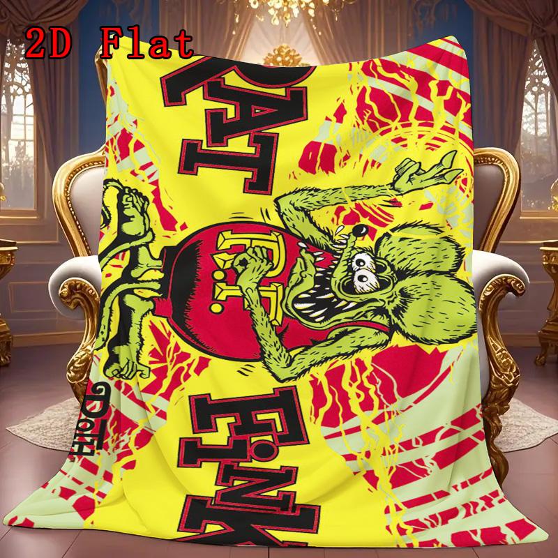Rat Fink 2D Flat Pattern Flannel Blanket High quality All Seasons Warmth and Comfort Perfect for Christmas Gifts.MMT0918163