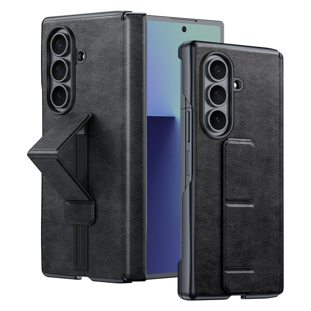Применимо к складному мобильному телефону Samsung ZFold7 чехол zfold6 коровья кожа полностью закрывающийся корпус пленка встроенный ремешок на запястье подставка противоударный