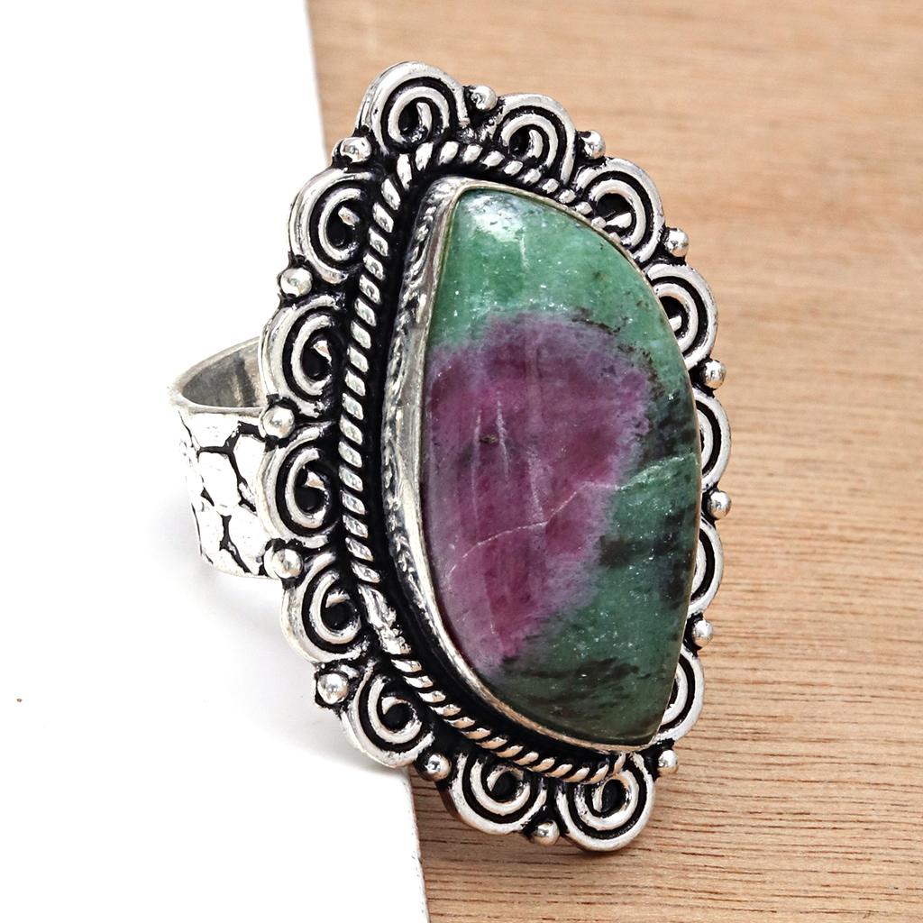 Ruby Zoisite Gemstone Handmade Silver Jewelry "7"