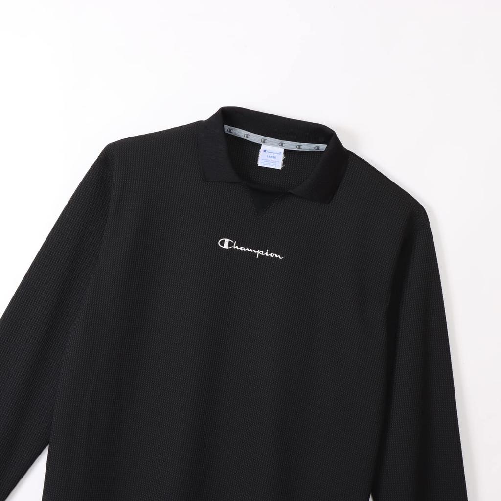 Рубашка поло с длинным рукавом Electrostatic Care Thermal Script Logo Golf Black M [Champion] мужская C3-YG403