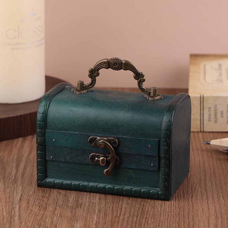 Ретро-деревянная шкатулка для хранения ожерелий, сережек, ювелирных изделий, запирающаяся паролем, коробка для хранения ключей, открывающаяся с помощью ключа, деревянная зелено-коричневая коробка с замком