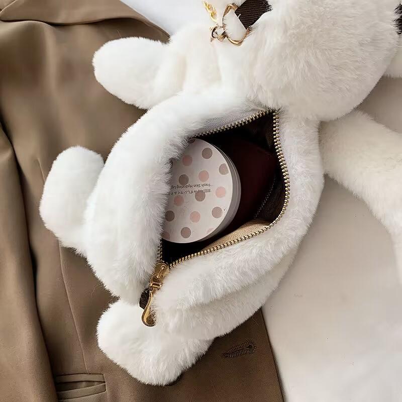 Plush Rabbit Doll Backpack Cute Chain Crossbody Bag Fashion Girl Soft Single Shoulder Messenger Bags Travel Backpack