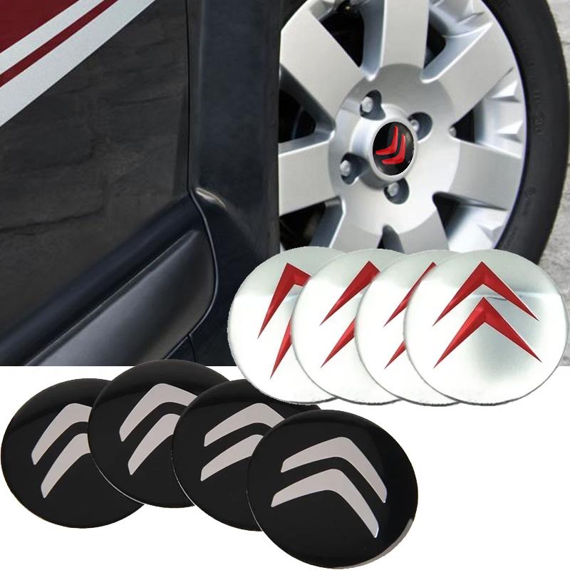 4pcs Car Decals Wheel Center Hub Cover Sticker for Citroen Elysee Berling C4 C5 C1 DS3 Picasso C2 C3 Xsara Cactus Saxo DS4 DS6