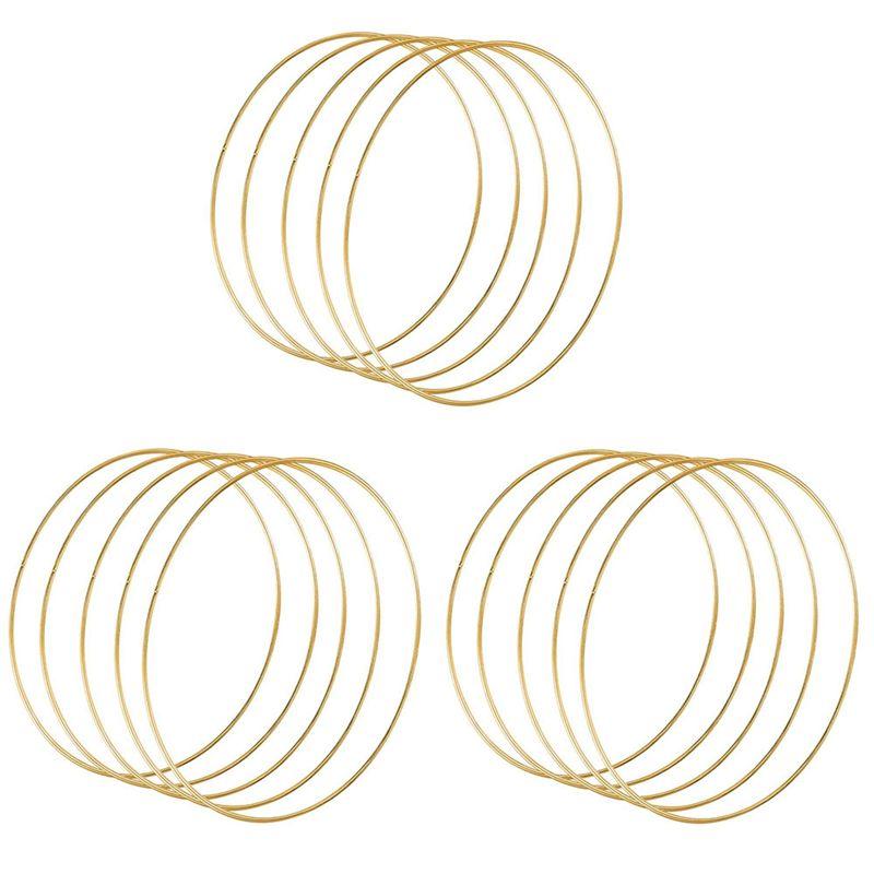 ABWR-15 Pack 14 Inch Large Metal Floral Hoop Wreath Macrame Gold Hoop Rings For DIY Wreath Decor