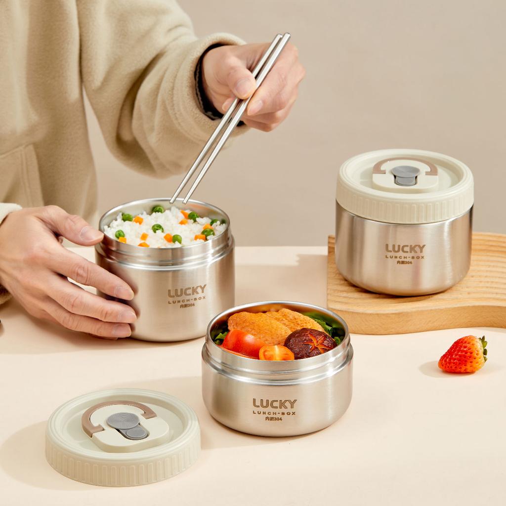 Вакуумный термо-ланч-бокс из нержавеющей стали 304 с ручкой, портативный, герметичный, с изоляцией, бенто-бокс для студентов и взрослых
