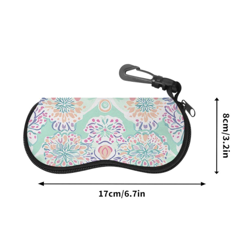2D-Bohemian Floral Pattern Soft Eyewear Pouch, Protective Sunglasses Case, Portable Travel Eyeglasses Holder, Lightweight Accessories Gift for Women