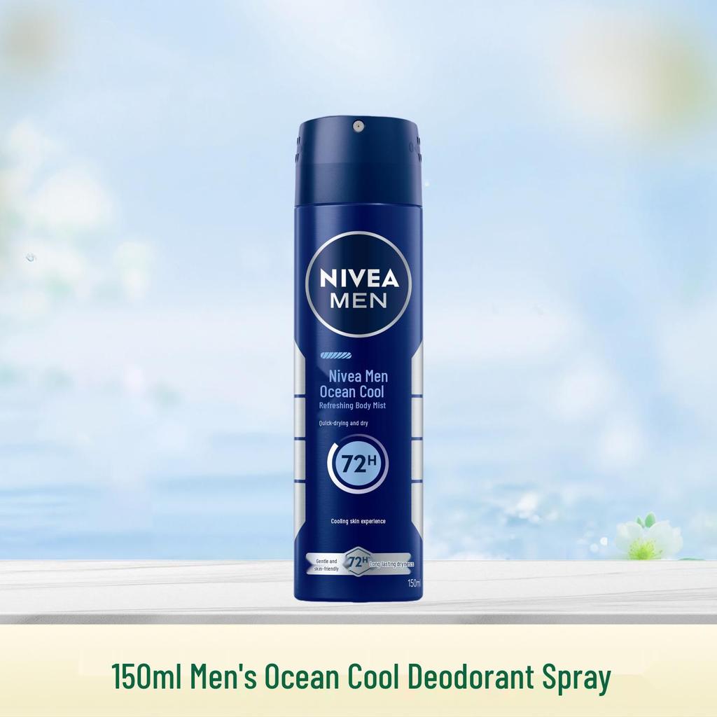 Nivea Ocean Essence Портативный антиперспирант-спрей для бережного контроля запаха подмышек, обеспечивающий сухость, с множеством вариантов эффективности.