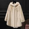 Imitation Mink Coat Women's Medium and Long Hooded Imitation Mink Hair Imitation Fur Jacket Imitation Fur Hooded Loose