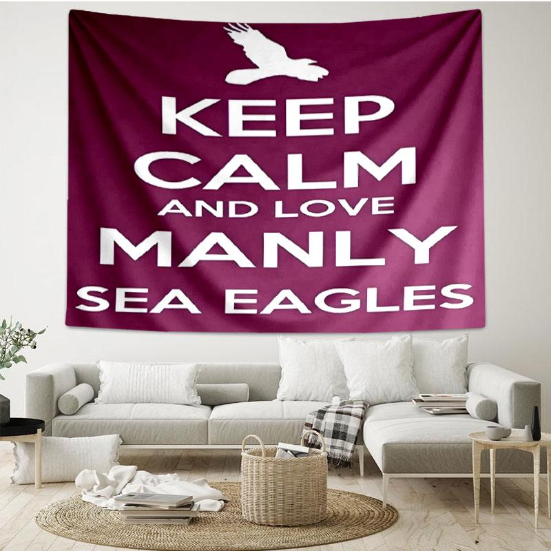 Manly Warringah Sea Eagles Print Tapestry - Portable Wall Decor Cloth, for Home, Dorm, Travel, Bedroom, Living Room - Ideal Birthday Housewarming Gift