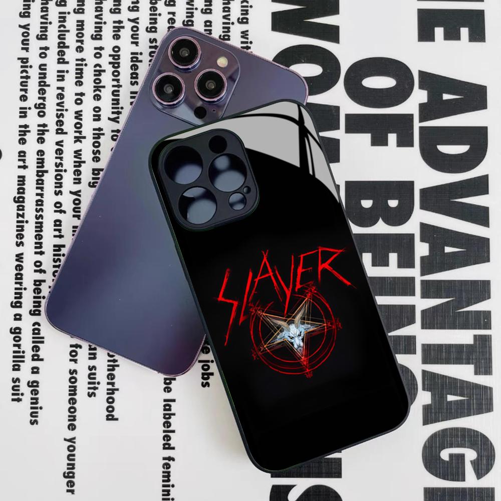 Чехол для телефона Slayer Heavy Metal Rock Band для Iphone 17 16 15 14 12 11 13 Pro Max Mini X Air Puls Черное Стеклянное Покрытие