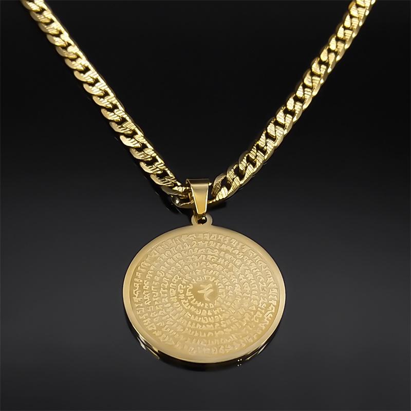 Buddhism Bodhisattva Shurangama Mantra Pendant Necklaces for Men Women Stainless Steel gold Color Om Meditation Healing Jewelry