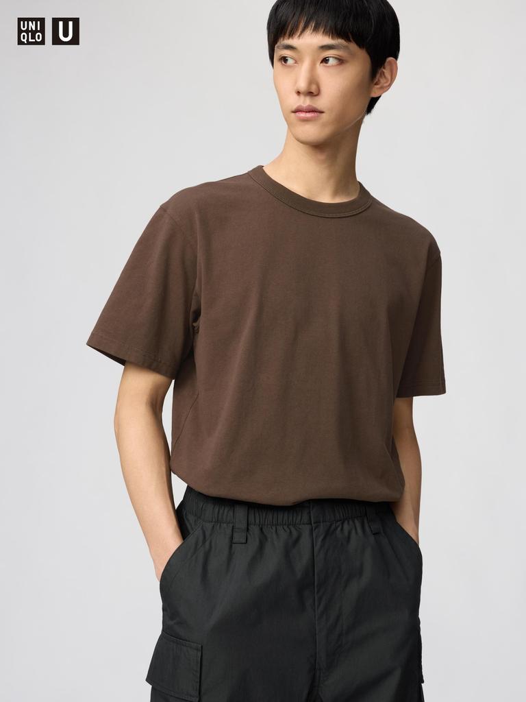 Uniqlo 485563 Футболка с круглым вырезом БЕЛЫЙ СЕРЫЙ ЧЕРНЫЙ ОРАНЖЕВЫЙ КОРИЧНЕВЫЙ КРЕМОВЫЙ ЗЕЛЕНЫЙ СИНИЙ ФИОЛЕТОВЫЙ Мужская Япония