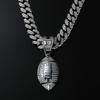 Rugby Full Diamond Cuban Chain Pendant, European and American Hip Hop Zinc Alloy Necklace Accessories