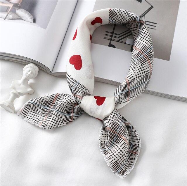 2021 Small Size Women Scarf Fashion Print Silk Scarves Square Neck Office Satin Handkerchief Bandana Foulard