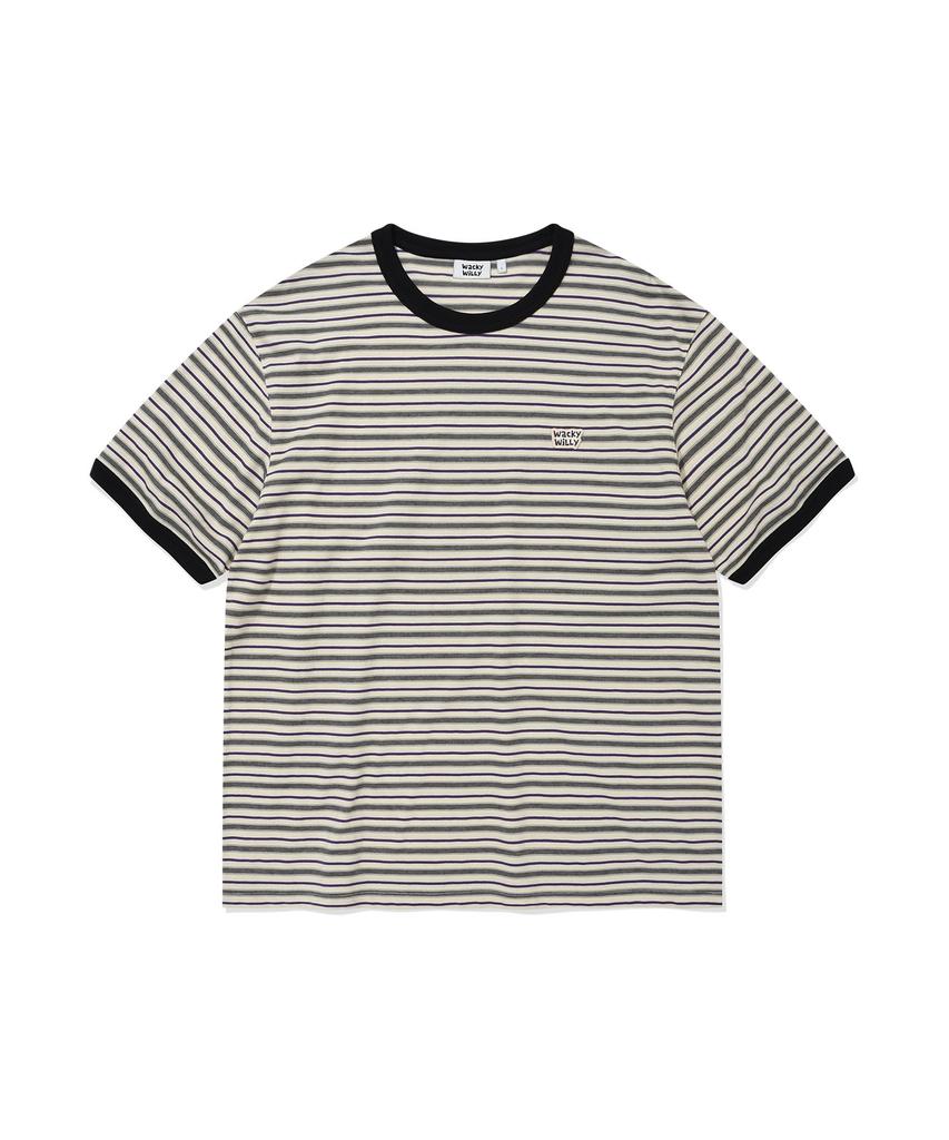 WACKY WILLY Jacquard Multi-Stripe Short Sleeve T-Shirt Gray
