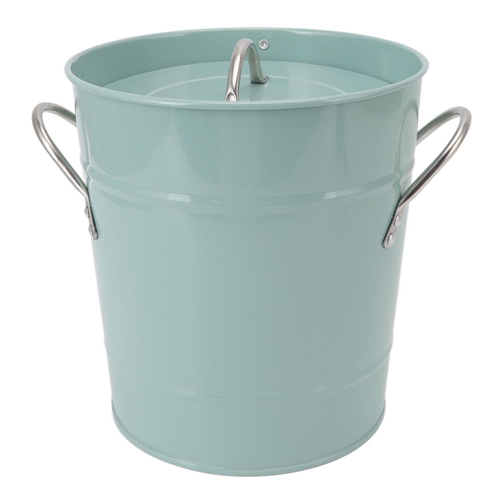 Round Ice Bucket Multipurpose Safe Galvanized Ice Buckets with Lid and Ice Shovel for Bar Restaurant Party Blue