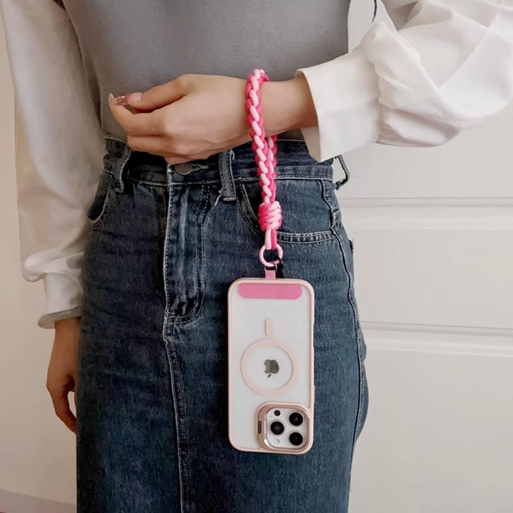 В Корее Универсальный Плетеный Короткий Ремешок-Шнурок для Мобильного Телефона Цепочка для Подвешивания Кольцо Шнур с Накладкой Ремешок на Запястье для Мобильного Телефона Съемный