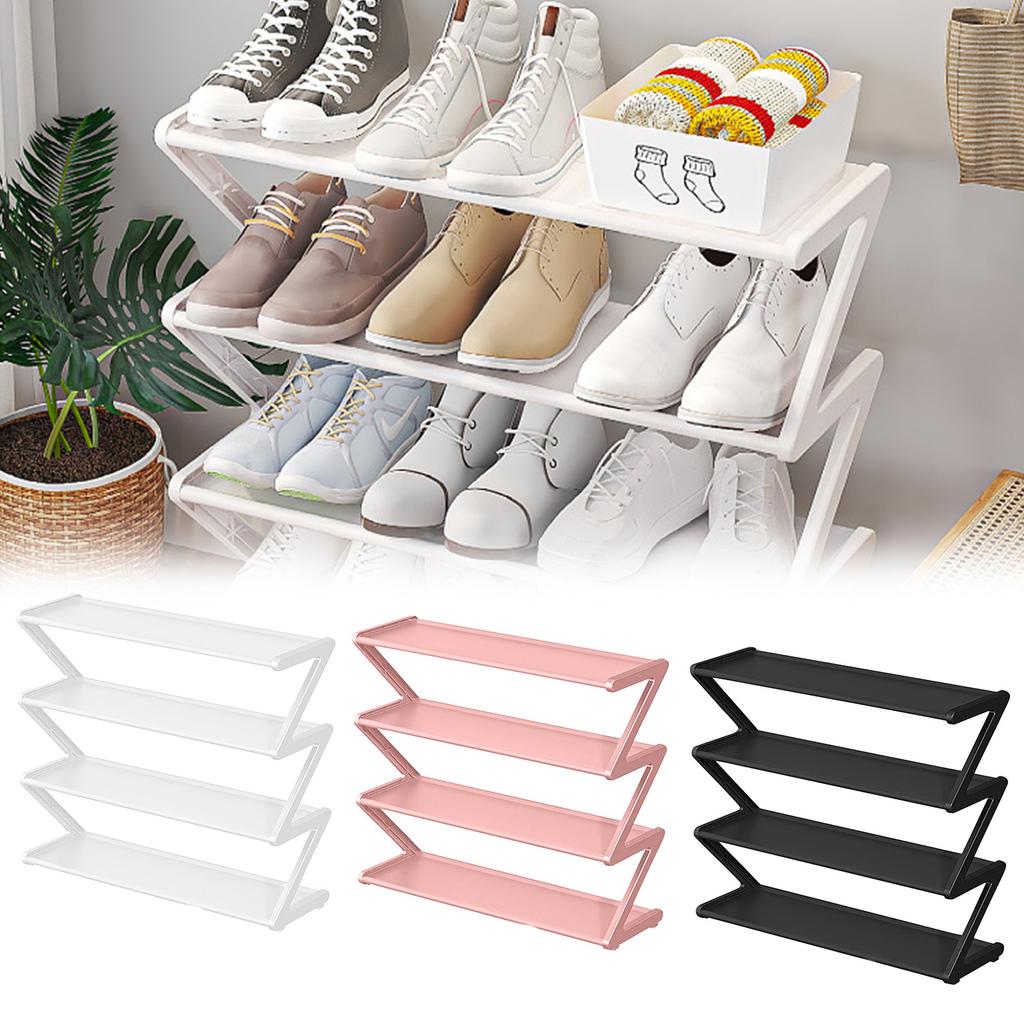 4 Tier Stainless Steel Shoe Rack Organizer, Independent Shoe Cabinet With Steel Pipe Multi-Functional Entrance Shoe Cabinet Corridor Shoe Cabinet