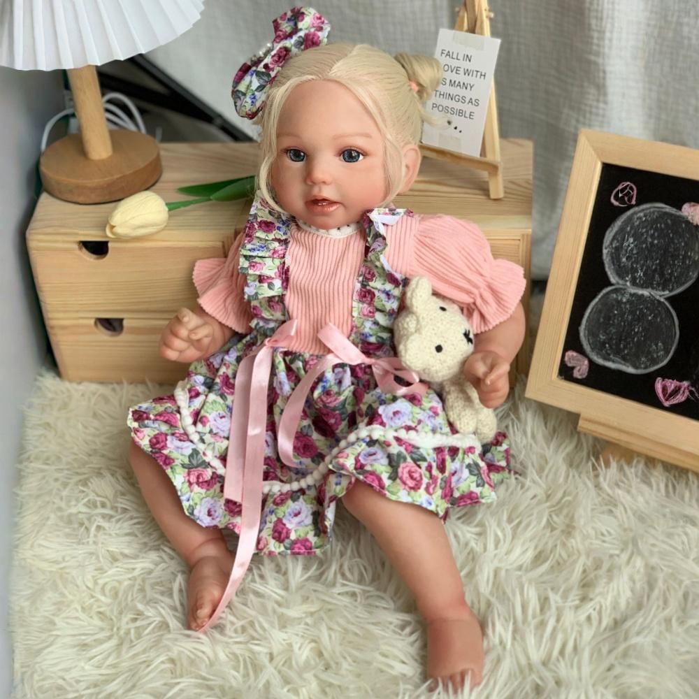 50см Блондинка Кукла Реборн Косплей Девушка Принцесса Мягкое Тканевое Тело Кукла Новорожденный Игрушки Высокопигментированная Роспись Кукла Симуляция Сопровождающий Подарок для Детей