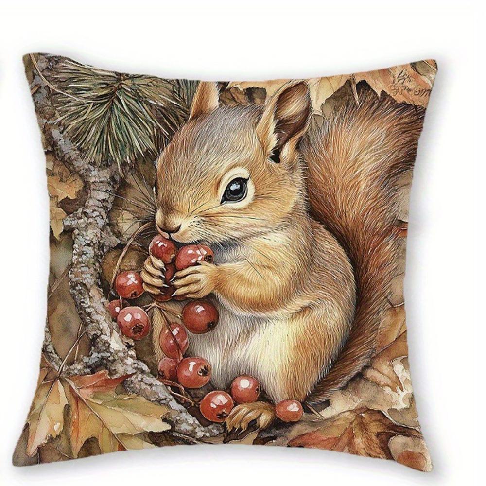 Adorable Forest Animal-Print Pillowcases: Deer, Squirrel, Hedgehog, Fox Sofa cushion cover home room decoration 2D flat printing