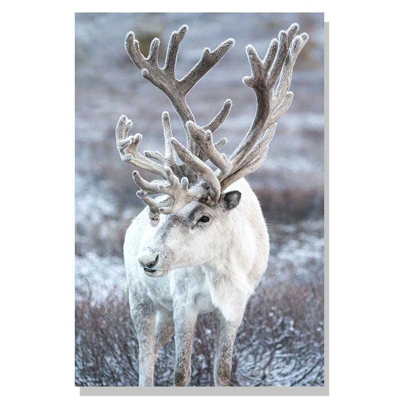 Flower Lake Snow Owl Deer Forest Landscape Winter Wall Art Canvas Painting Nordic Posters And Prints Wall Pictures Home Decor