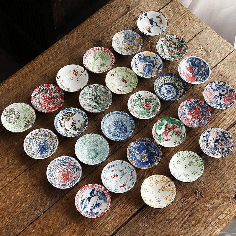 Двухцветная сине-белая фарфоровая коническая чашка Керамический набор для чая гунфу Мастер-чашка Чайная пиала в японском стиле Чаша для дегустации чая на одну чашку