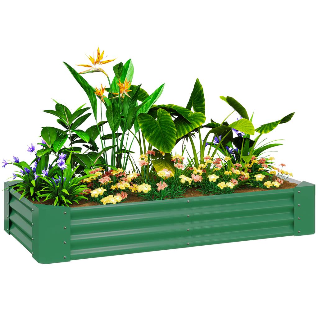 180 x 90cm Galvanised Steel Open Planter - Green